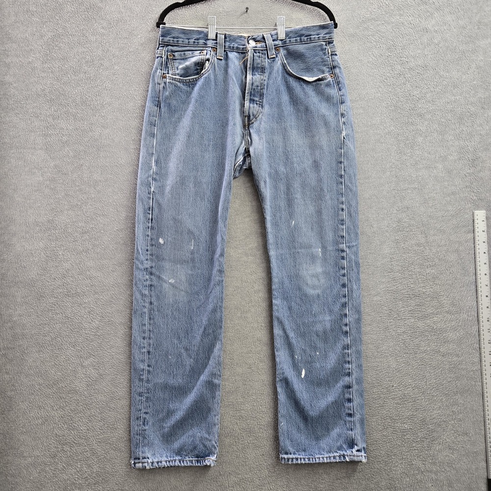 Levi's 501 Men Jeans 32X30 Light Blue Denim Straight Leg Y2K Button Fly READ